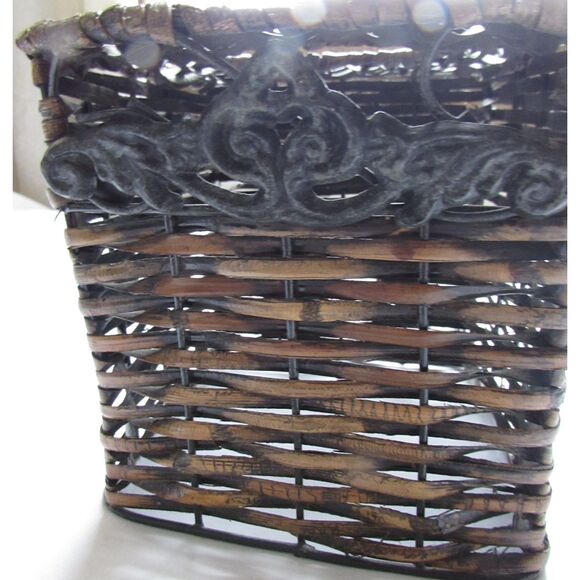 Wicker tissue box holder dark brown metal design - Picture 2 of 10